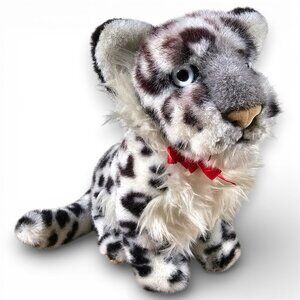 Applause WWF Snow Leopard Plush Stuffed Toy Realistic Vintage 1990 11" *FLAWS